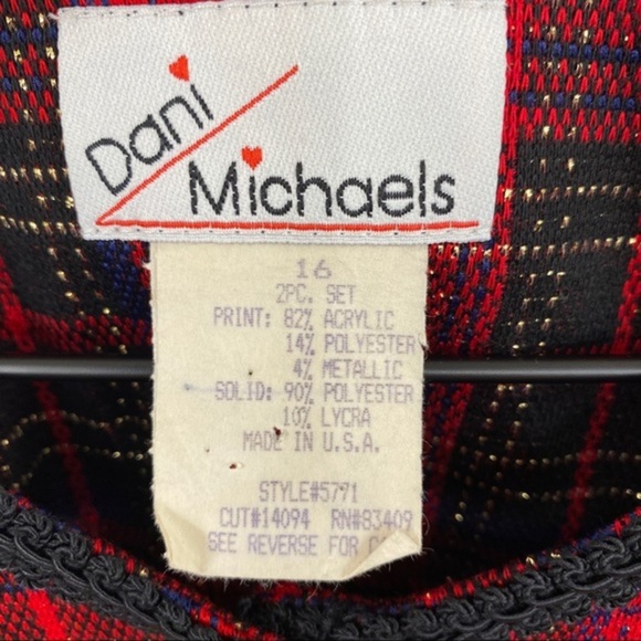VTG Dani Michaels Red Gold Plaid Cardigan Jacket - Picture 5 of 6